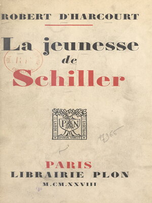 cover image of La jeunesse de Schiller